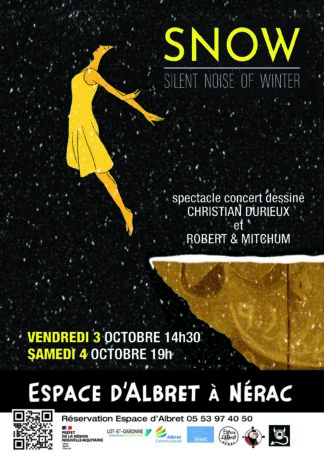 Affiche concert dessiné SNOW par Christian Durieux et Robert et Mitchum présenté aux Rencontres Chaland 2025