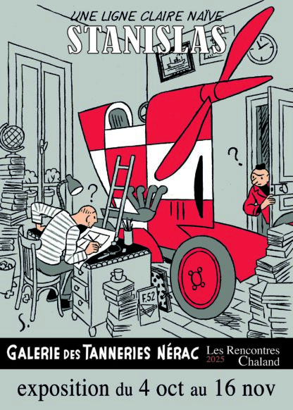 Affiche de l'exposition de l'invité d'honneur des Rencontres Chaland 2025, STANISLAS la ligne claire naïve